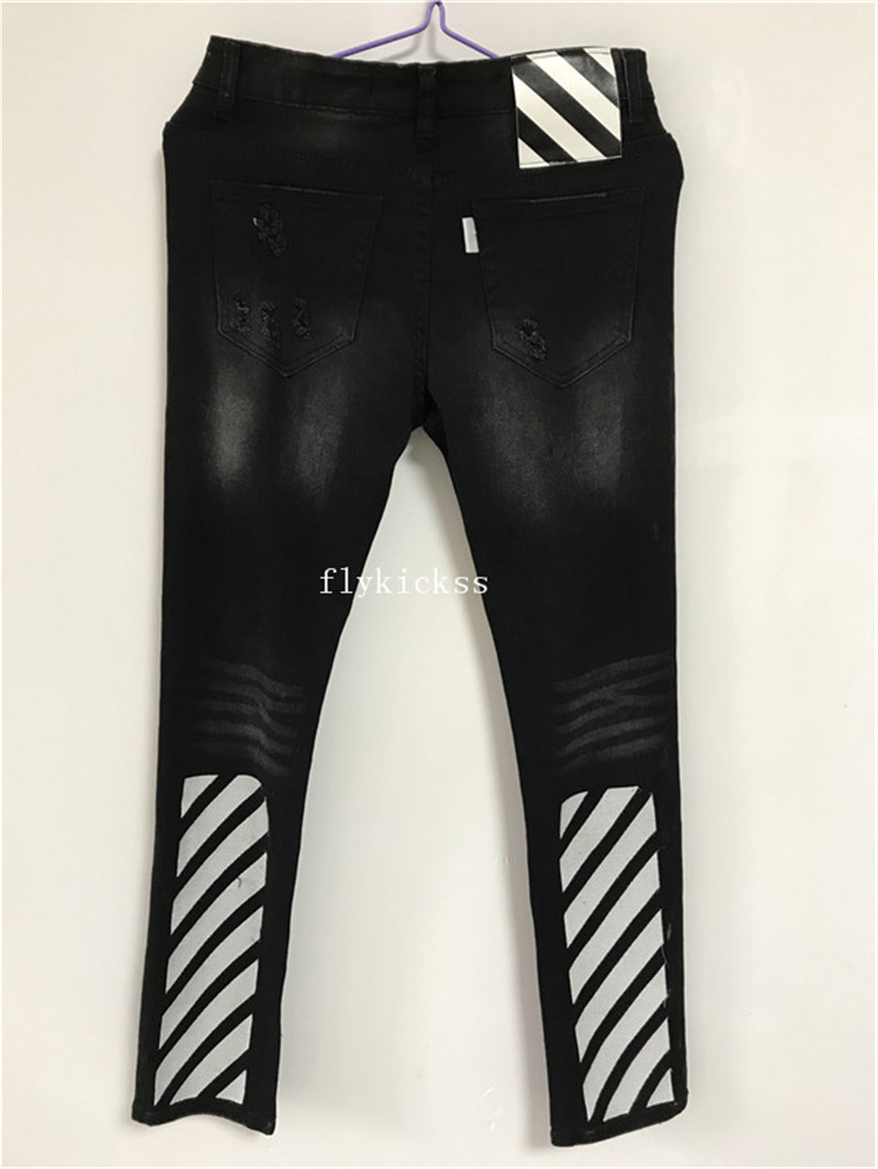 Off White Black Denim Jeans & Pants